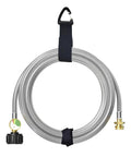 Coiled 12Ft Stainless Braided Propane Hose With Gauge Connector 1lb To 20lb Tank Converter for portable appliances
