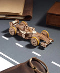 Compact Racer 3D Puzzle Kit With 90 Pieces Snap Together No Glue Required Wood Model Five Point Two Inch Brown Buildable Educational Toy for kids