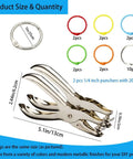 Two Pack Quarter Inch Hole Punch Set With Twenty Binder Rings Ten Silver And Ten Colorful For DIY Crafts And Legit Organization