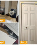 Built Tough Bifold Door Repair Kit For One Three Eighth Inch Wooden Cabinet Door Top Pivot and Bottom Bracket installation steps with guide wheel.
