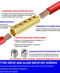 Heavy Duty 12 To 10 AWG Mechanical Screw Splice Connectors Kit With 4 Position Design Brass Construction Inspection Window 10 Splices 3 To 1 Heat Shrink Tubing 44 Slotted And 44 Allen Set Screws 600V Rating brass splice connector with 4-screw wire connection and set screws