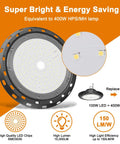 100W LED High Bay Light With 15,000 Lumens 5000K Daylight Dope Brightness 400W MH Or HPS Equivalence US Plug 5 Ft Cable UFO Style LED