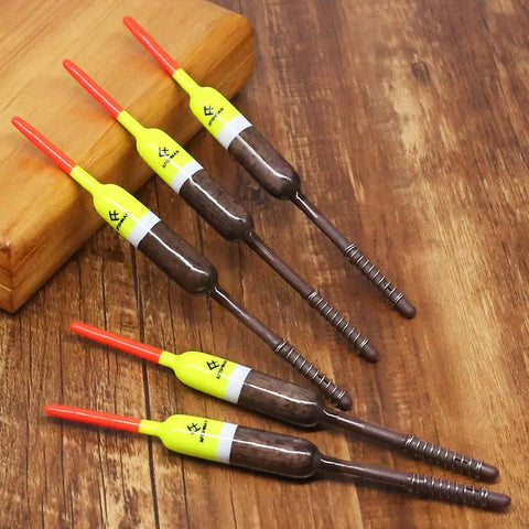 High Visibility Balsa Fishing Floats Assortment Spring Bobbers One Half Inch Pencil Style Five Pack For Crappie Panfish Walleyes