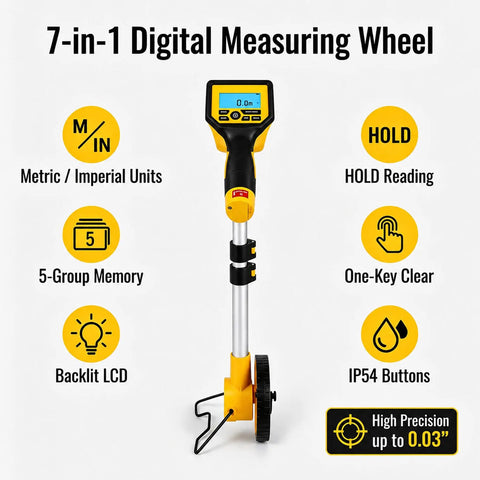 Digital Distance Measurement Wheel With Backlit Display And Memory Storage For Dead On Precision No Sweat Project Planning Kickass Yardage Tracker Designed For Smooth Metric And Imperial Conversions Pro Grade Field Gear