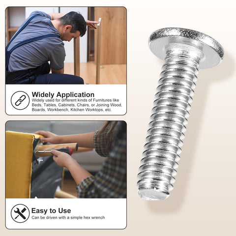 Replacement Barrel Nuts And Flat Head Screws Set For DIY Furniture Assembly M6 61 Pieces In 304 Stainless Steel