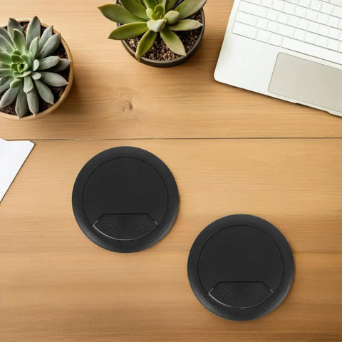 Dope 20Pc Black Desk Cable Wire Grommet Kit For Office And Home That Slaps Hard With Simple Installation To Keep Your Cables Organized And Outta Sight While Rocking A Tough Abs Plastic Round Hole Cover Design, black round desk grommets