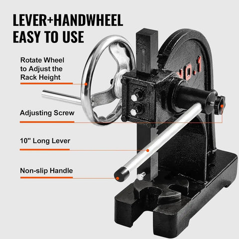 Heavy Duty Handwheel Arbor Press Rock Solid Stamping Bending And Forming Tool For Metalworking And DIY Projects with 10" lever