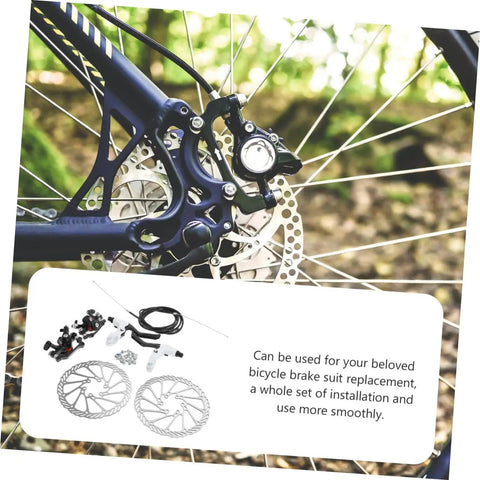 Heavy Duty CNC Machined Disc Brake Set For Mountain And Road Bikes Boasting Hollow Draining Design close-up of installation on bike frame with rotor.
