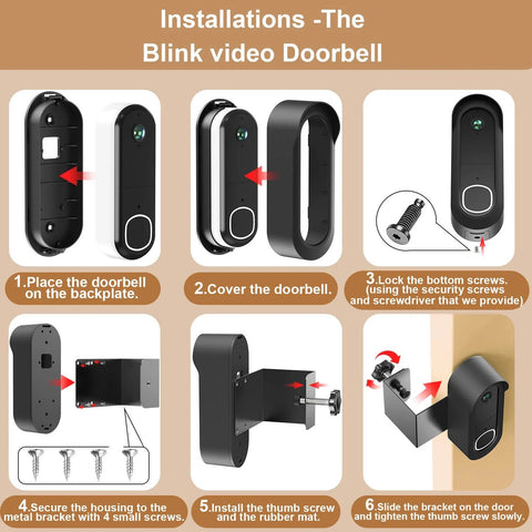 Anti Theft Doorbell Mount For Video Doorbell 2K And HD 2nd Gen No Drill Easy Install Indoor Outdoor Mount With Hidden Anti Theft Screws installation steps