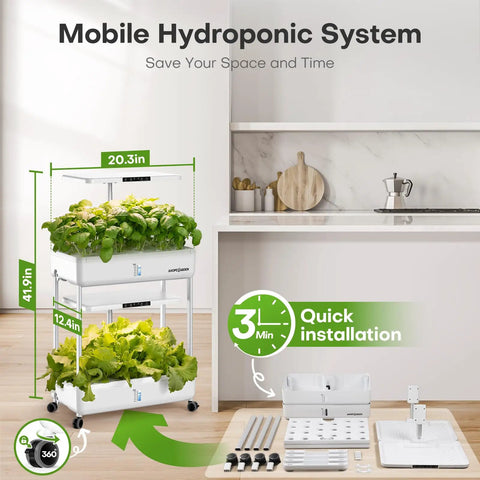 Hydroponics Growing System Indoor Urban Grow Kit With 44 Pod Germination And LED Grow Light Dual Mode in kitchen setup