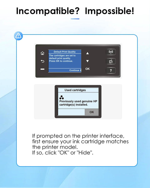 Printer interface message for 64XL Black And Color Ink Cartridge Combo Pack For Envy Photo And Tango X Printers High Page Yield