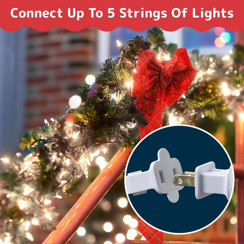 Ultra Bright White Christmas Lights 100-Count, 20 Ft Clear Wire String Lights displayed with connection plug detail