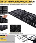 Close-up of 2 Pack 2x4 Foot Wall Mounted Garage Shelves With 4 Hooks Tough As Nails Heavy Duty Storage Racks with perforated design
