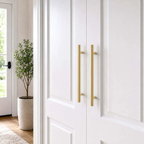 Heavy Duty 5 Pack Solid Brass Cabinet Pulls With Brushed Gold Finish And Smooth As Butter Drawer Handles That Are Built To Last.