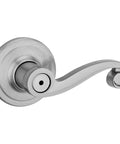 Lido Interior Privacy Door Lever With Lock for Bathroom and Bedroom, Satin Nickel Finish, showing the reversible design.