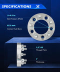 5x4.5 Wheel Spacers Kit With 1 Inch Spacers And 1/2-20 Studs 82.5mm Center Bore Set Of 2 for Jeep Wrangler TJ YJ Grand Cherokee