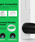All In One Window Vent Kit For Portable ACs And Dryers, showing 4 and 6 inch duct adapters, 5.9 inch coupler and hose