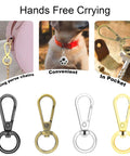 Heavy Duty Swivel Lobster Clasp Half Inch Zinc Alloy Hook For Purses Bags Lanyards Keys 12 Pack displayed in various uses.