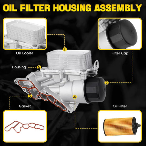 Aluminum Oil Cooler Filter Housing Assembly For Mercedes Benz 2006 2012 Models E Class C Class GLK ML S CLS CLK SLK R Series