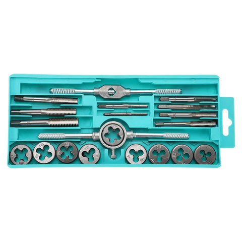 Metric Tap And Die Set M3 To M12 with taps, dies, wrench, and storage case for quick rethreading and thread repair carbon steel tool kit