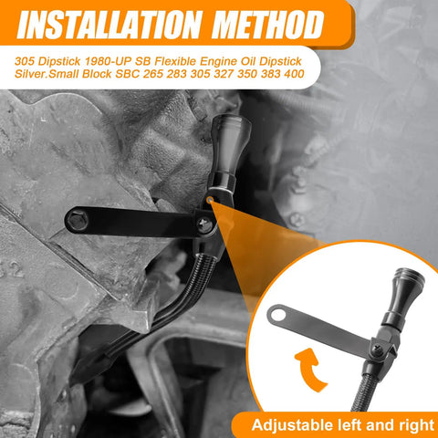 Chevy Small Block Dipstick 1980 Up Compatible With 265 283 305 327 350 383 400 SBC Passenger Side Black Engine Oil Dipstick installation method