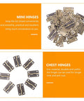 Dope Mini Cabinet Hinges 1.2 Inch Iron Box Hinges with Screws for Jewelry Boxes displayed in a set showing yellow finish