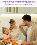 Family enjoying breakfast in a kitchen with Neutral White 4000K LED Strip Lights 24.6ft High Density 12V Tape Light Dimmable.