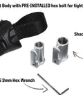 Transit FlexFrame-U Bracket For U-Locks Mounting System with hex bolt and 3mm wrench, showing shackle spline components.