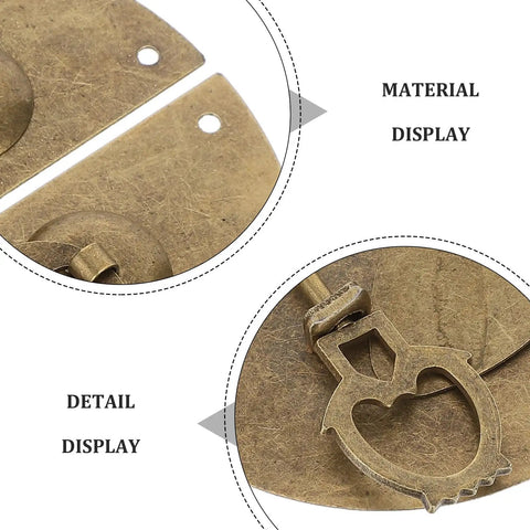Close-up of Old School Vintage Round Zinc Alloy Latch Locks for Wooden Boxes, showing antique clasp and material detail.