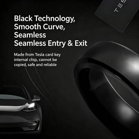 Hella Durable Smart Zirconia Ceramic Key Ring For Tesla Model 3 Y X S Cybertruck, black smooth ceramic design for seamless entry.