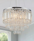 Five Light Crystal Chandelier Pendant Ceiling Light Fifteen Point Seven Inch Modern Glam in dining room setting