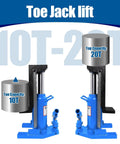 Heavy Duty 20 Ton Hydraulic Toe Jack showing 10T and 20T capacities, designed for lifting textile mill machinery.