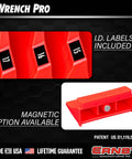 Modular Wrench Organizer For Twenty Tools With Magnetic Base Built In The USA, I.D. labels shown, magnetic component detail
