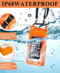 IP68 Waterproof Roll Top Dry Bag 2L With Phone Pouch for Kayaking Boating and Camping protecting phone in water, orange bag