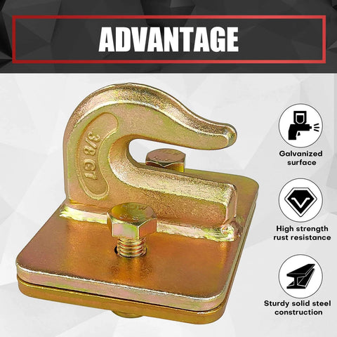 Two Pack Grade 70 Forged Steel Three Eighths Inch Tractor Bucket Grab Hooks With Backer Plate