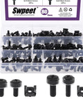 Top Shelf Badass Black Computer Mount Cage Nuts And Screws Assortment Kit With Metal And Plastic Washers For Square Hole Server Racks and PC Tool Shed Hardware Essentials, 80-piece black screw kit.