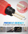 Minkissy Portable Plastic Welding Kit With 70W Handheld Tool for Car Bumper Repair showing preheating tips and heating element.
