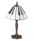 16-Inch Etienne Stained Glass Lamp With Black And White Piano Keys Shade, Retro Candlestick Table Light, classic home decor