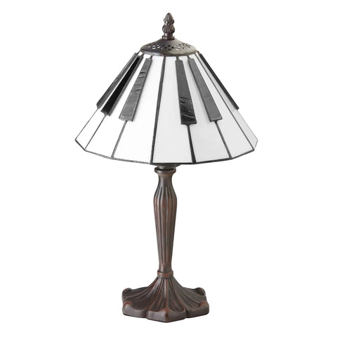 16-Inch Etienne Stained Glass Lamp With Black And White Piano Keys Shade, Retro Candlestick Table Light, classic home decor
