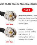 15 Foot PL259 UHF Coax Cable RG58 Male To Male For CB Radio And Ham Radio Flexible Low Loss Coax For Antenna Analyzer