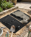 Two-Piece Concrete Footprint Stepping Stone Template Kit for Walkways, Garden, Yard and Patio Decor in use with concrete