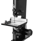 Beast 9-Inch Benchtop Band Saw With 2.8 Amp Motor, shown with blade and adjustable table, cuts 3-1/2 inches deep.