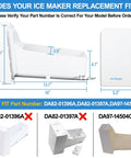 Easy Swap Ice Bucket With Auger Assembly DA97-14474C dimensions and non-compatible parts displayed