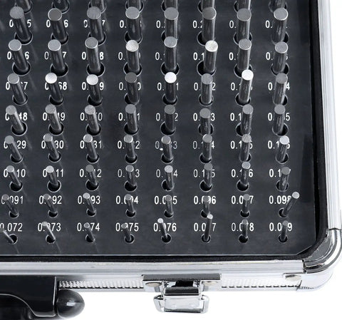 Pro Grade 190 Piece Precision Pin Gauge Set Minus Class ZZ 0.061 to 0.250 Inches 2 Inch Length Heat Treated 60 to 62 RC Aluminum Case for Easy Identification and Accurate Measurements