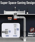 Heavy Duty Stainless Steel Vessel Sink Drain Kit With Clear Bottle Trap And Flexible Water Seal Pipe, shown under sink design.