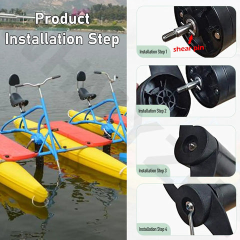 MKP-34 Prop Nut Kit installation steps for Minn Kota trolling motors showing shear pin placement on watercraft.