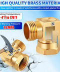 90 Degree Brass Hose Swivel Elbow 3/4 GHT Garden Hose Extension Connector No Kink Protector 360 Degree Rotating Fitting For RV Outdoor Use Heavy Duty Brass No Kink Design, brass fitting with 3/4 GHT threads