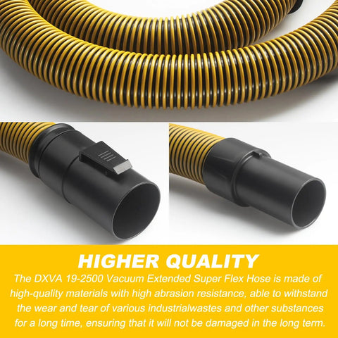 Close-up of One Seven Eighth Inch Seven Foot Shop Vac Hose For Dewalt Wet Dry Vacuum Six To Ten Gallon Models DXVA19 2500 showing durable flex design.