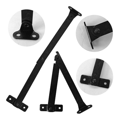 Six Pack Black Bronze Lid Support Hinges, Heavy Duty Rotatable Folding Lift Up Stays For Wooden Boxes Cabinets Cupboards, 4.33 X 0.43 Inches Folded Size, Includes Screws, Tough Metal Hardware.