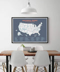 Framed National Parks Map Poster With All 63 U S Parks Updated Edition 24 By 17 Heavyweight Cardstock in modern dining room